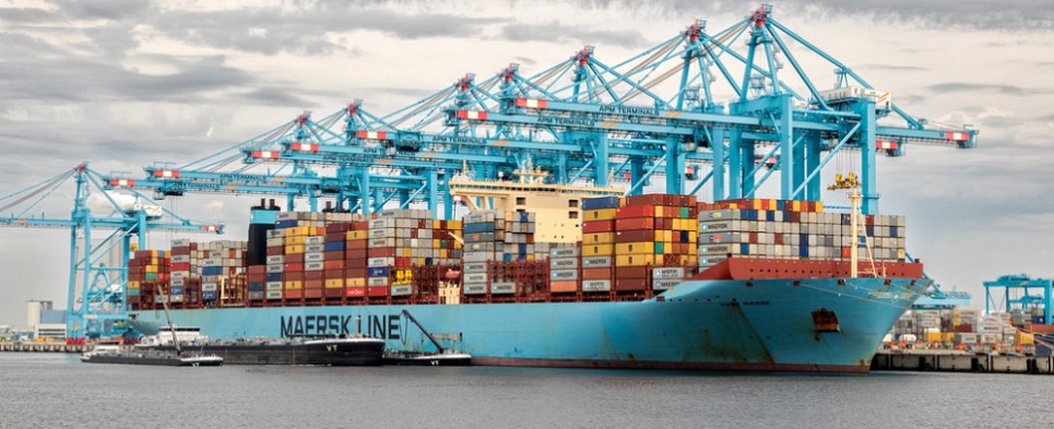 Maersk is carrying more shipments of export cargo and import cargo in international trade.